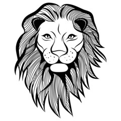 Lion head vector animal illustration sketch tattoo design.