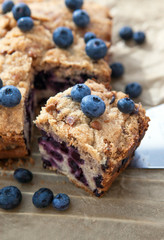 Piece of homemade blueberry cake