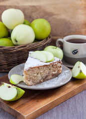 Piece of  apple pie with cinnamon
