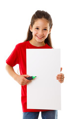 Fototapeta premium Girl with empty blank