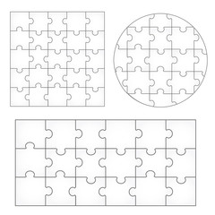 Various Sizes Puzzle Isolated On White Background