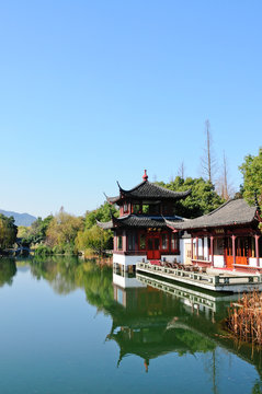 Fototapeta Hangzhou west lake side of the China pavilion