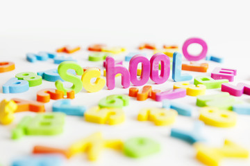 The letters on a white background back to school