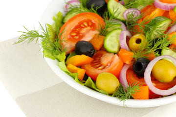 Fresh salad in plate close up