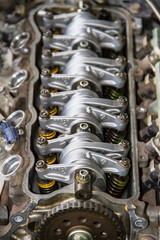 Camshaft close up, Four valve per cylinder system