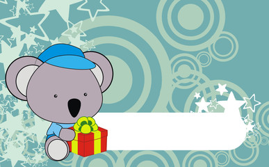 Naklejka premium koala baby cartoon gift box wallpaper