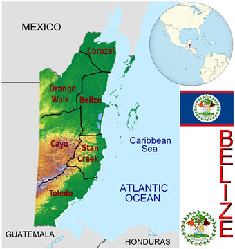 Belize America national emblem map symbol location