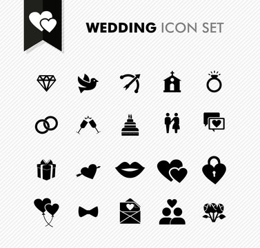 Wedding fresh icon set.