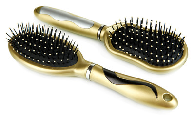 Hairbrushes isolated on white