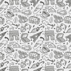 seamless doodle Paris pattern