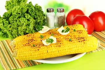 Delicious golden grilled corn with butter
