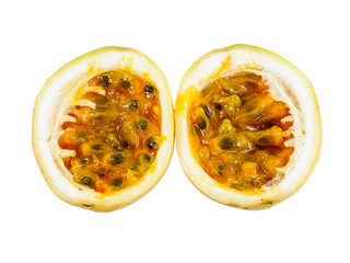 Opened passion fruit isolated