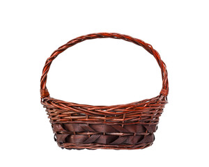 Obraz premium Empty wicker basket isolated on white background