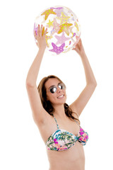 Bathing suit beach ball woman