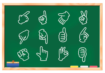 hand sign set blackboard Vector
