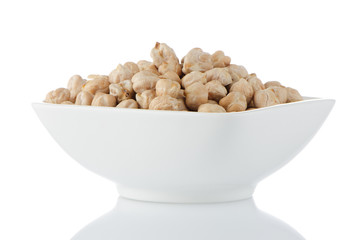 Closeup of a bowl with chickpeas