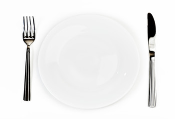 Plate with  knife and fork