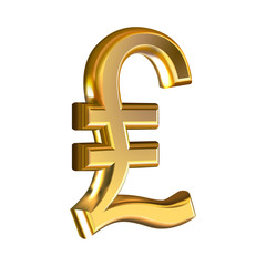 Fototapeta premium Extruded vector golden pound sign on white background