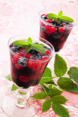 Champagne jelly with berries.