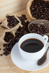 coffee cup and coffee beans