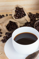 coffee cup and coffee beans