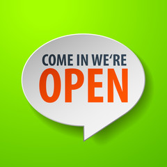 Open 3d Speech Bubble on green background