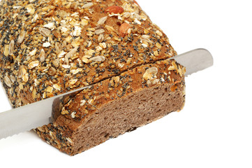 cut bread isolated on white background