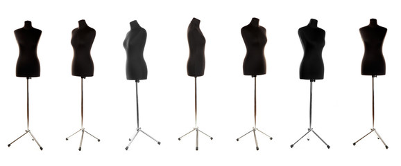 Mannequin in different perspectives isolated on white