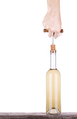 Corkscrew in hand isolated