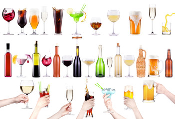 different images of alcohol isolated