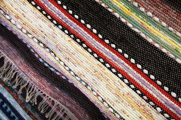 Norwegian handmade patchwork rug background texture