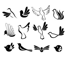 Abstract bird symbol set
