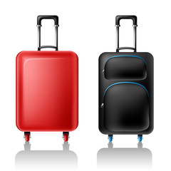 Two suitcases with wheels from front view