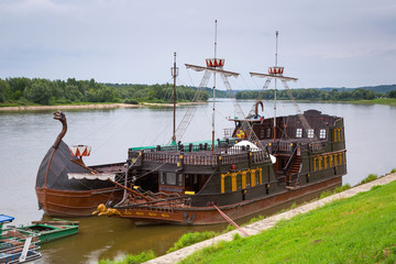 Ancient criuse ship on the Vistula river in Poland