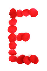 Letter E made ??of rose petals.
