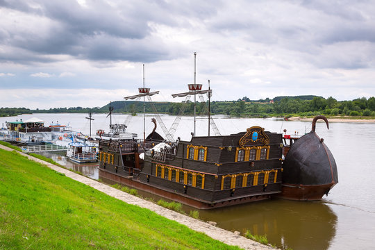 Ancient criuse ship on the Vistula river in Poland