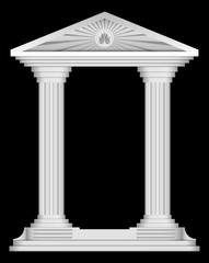 Antique roman temple frame for design
