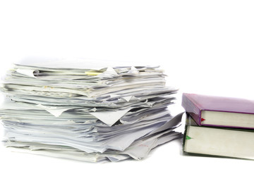 Piled up office work papers