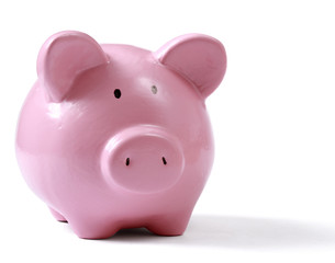 Piggy bank style money box isolated on a white background.