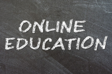 Fototapeta premium Online Education written with white chalk