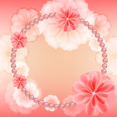 Wedding frame with flowers and beads