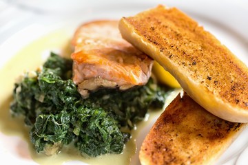 Salmon and spinac