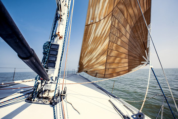 Sailing ship yachts with white sails