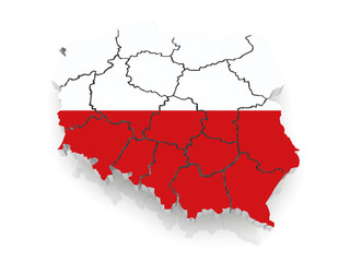Fototapeta premium Three-dimensional map of Poland.