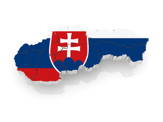 Three-dimensional map of Slovakia.