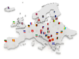 Naklejka premium three-dimensional map of Europe.