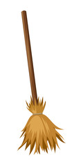 Old broom. Vector illustration.