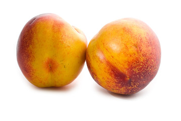 Nectarines over a white background