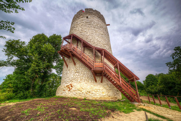 Tower of the castle in Kazimierz Dolny at Vistula river, Poland - obrazy, fototapety, plakaty
