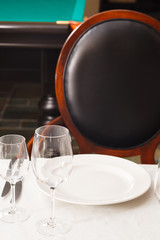 Tables set for meal